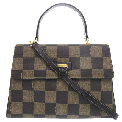 Fendi 2WAY PVC Leather Brown Handbag Brown 0813 Fendi