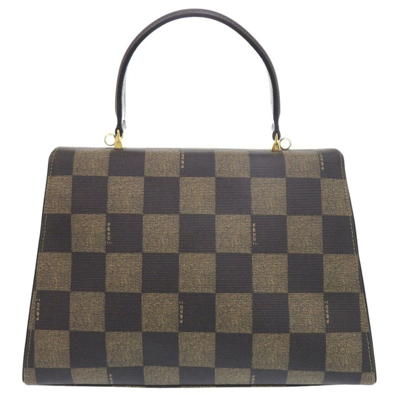 Fendi 2WAY PVC Leather Brown Handbag Brown 0813 Fendi