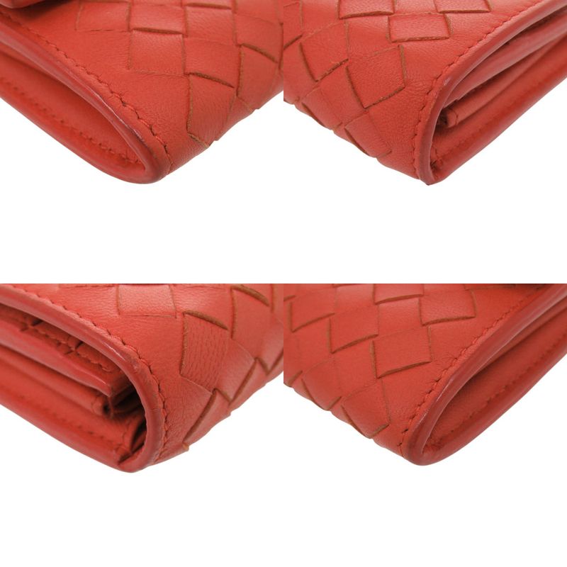 Bottega Veneta Intrecciato Leather Red Long Wallet Red 0787 Bottega Veneta