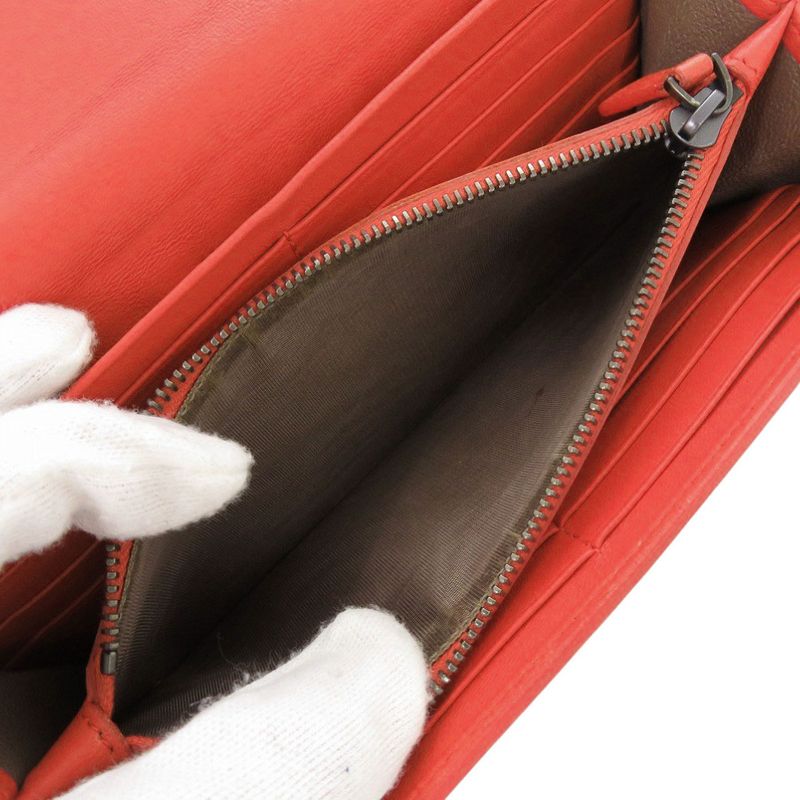 Bottega Veneta Intrecciato Leather Red Long Wallet Red 0787 Bottega Veneta