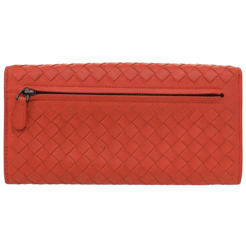 Bottega Veneta Intrecciato Leather Red Long Wallet Red 0787 Bottega Veneta