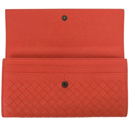 Bottega Veneta Intrecciato Leather Red Long Wallet Red 0787 Bottega Veneta