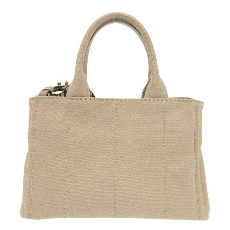 Prada Canapa Mini 1 Bg439 Canvas Beige Navy Tote Bag 0800