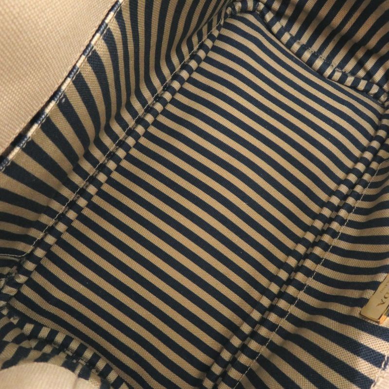 Prada Canapa Mini 1bg439 Canvas Beige Navy Tote Bag 0800 Prada