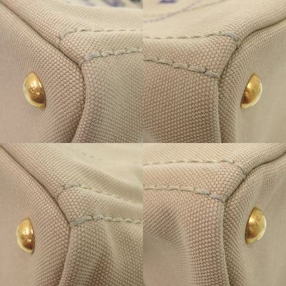 Prada Canapa Mini 1bg439 Canvas Beige Navy Tote Bag 0800 Prada