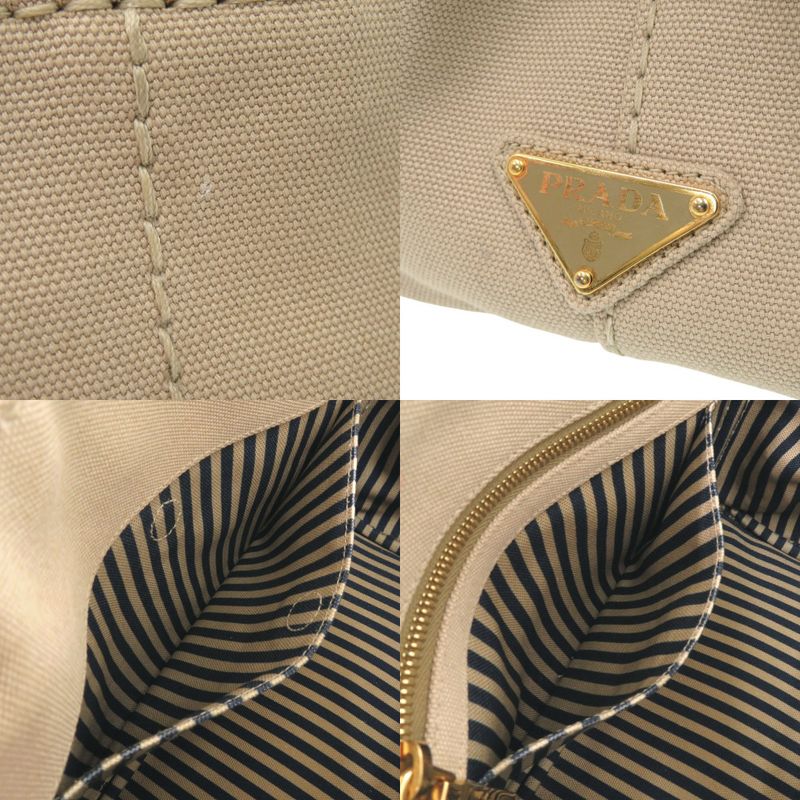 Prada Canapa Mini 1bg439 Canvas Beige Navy Tote Bag 0800 Prada