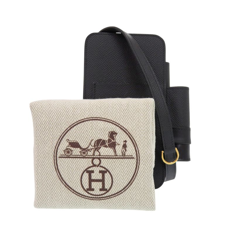 Hermes Way Phone Case Vaux Epson Black Gold Hardware U Engraved (made In 2022)