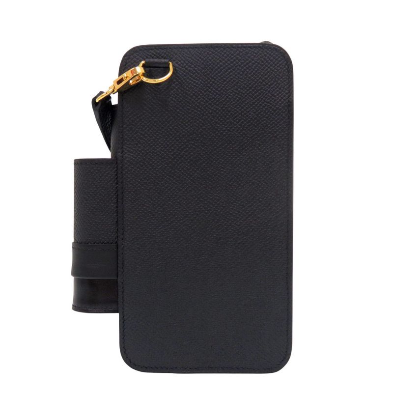 Hermes Way Phone Case Vaux Epson Black Gold Hardware U Engraved (made In 2022)