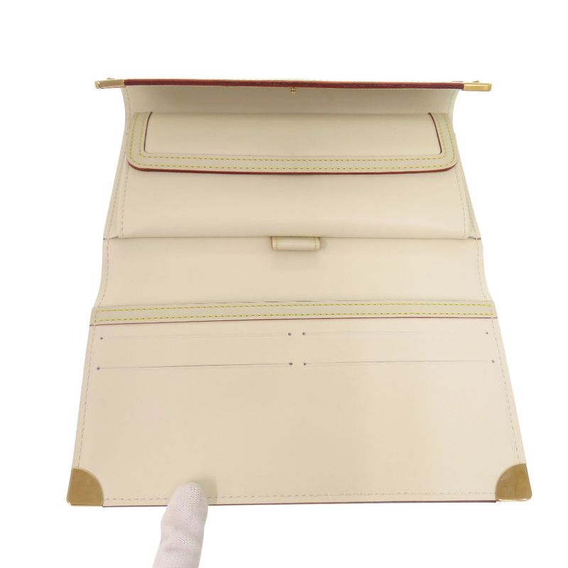 Louis Vuitton Porte Tresor International Suhari M91839 Leather White Long