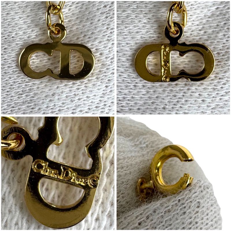 Christian DIOR Necklace CD Logo Gold Hardware Vintage