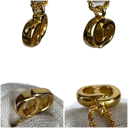 Christian DIOR Necklace CD Logo Gold Hardware Vintage