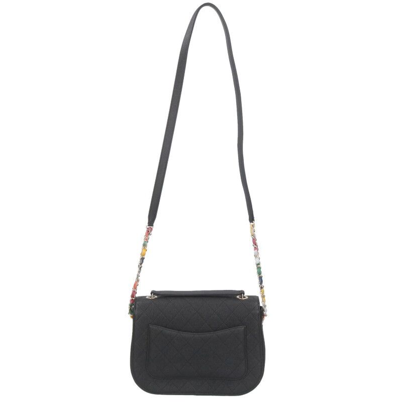 Chanel Half Coco Caviar Skin Chain Shoulder Bag Women's