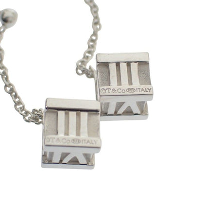 Tiffany & Co Atlas Cube Drop Earrings Silver 925 Women's