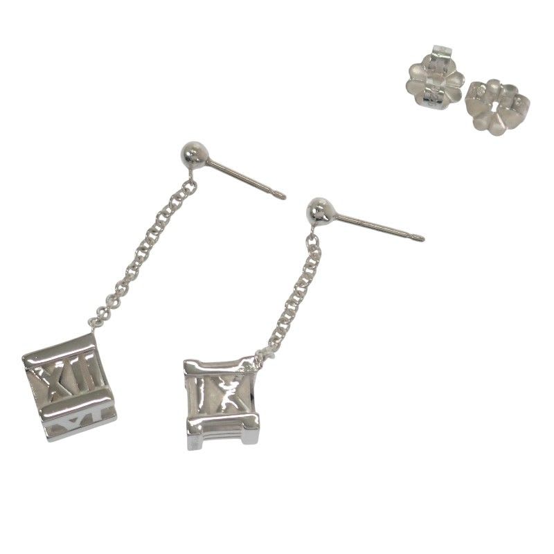 Tiffany & Co Atlas Cube Drop Earrings Silver 925 Women's