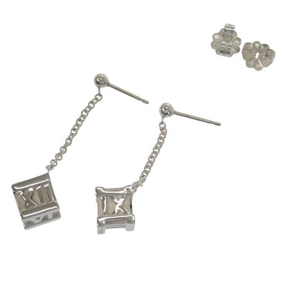 Tiffany & Co Atlas Cube Drop Earrings Silver 925 Women's