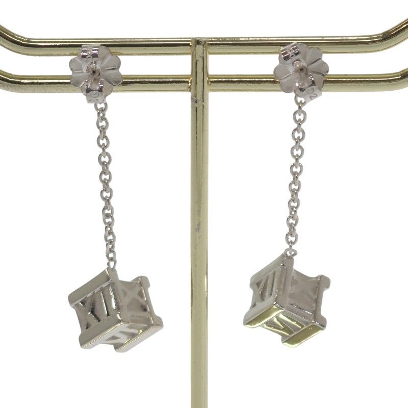 Tiffany & Co Atlas Cube Drop Earrings Silver 925 Women's