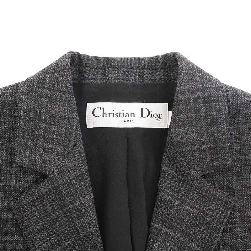 Christian Dior Wool Check 3B Jacket & Wool Check Slacks Pants Setup Suit