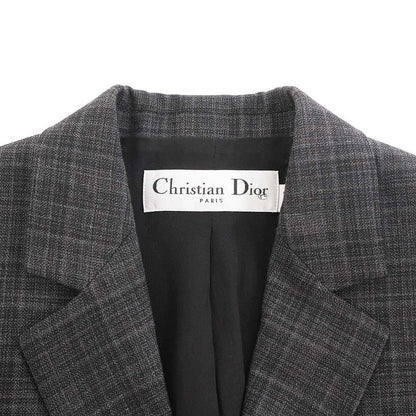 Christian Dior Wool Check 3B Jacket & Wool Check Slacks Pants Setup Suit