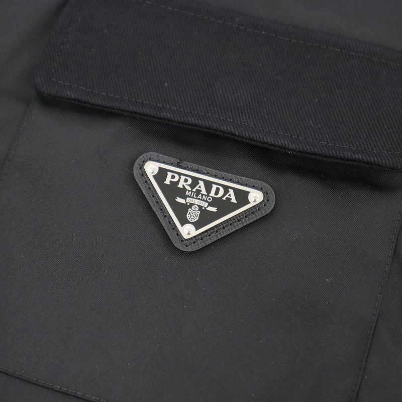 Prada Re-nylon Logo Plate Zip Up Nylon Shirt Jacket Sc810 16HH Black M