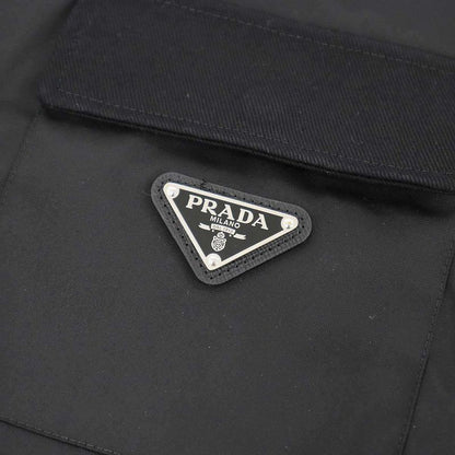 Prada Re-nylon Logo Plate Zip Up Nylon Shirt Jacket Sc810 16HH Black M