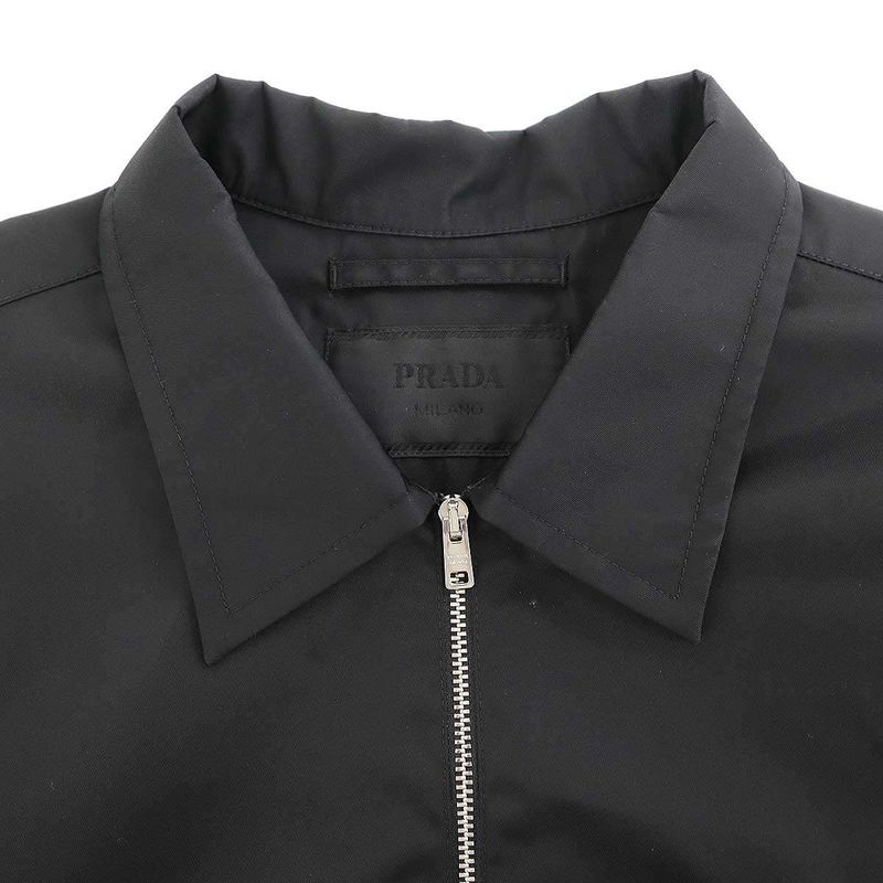 Prada Re-nylon Logo Plate Zip Up Nylon Shirt Jacket Sc810 16HH Black M