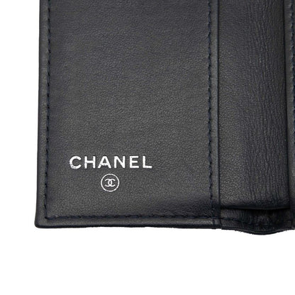 Chanel Camellia Coco Mark Navy Leather Women's Chanel