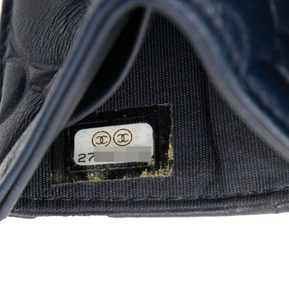 Chanel Camellia Coco Mark Navy Leather Women's Chanel
