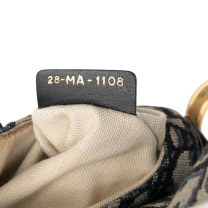 Dior Oblique Saddle Bag Handbag One Shoulder Bag Navy Beige Canvas Women's Dior