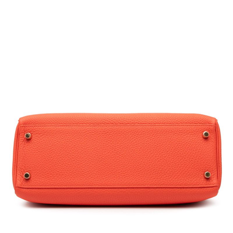 Hermes Kelly 32 Handbag Shoulder Bag 2WAY Tail Batieux Orange Gold Hardware
