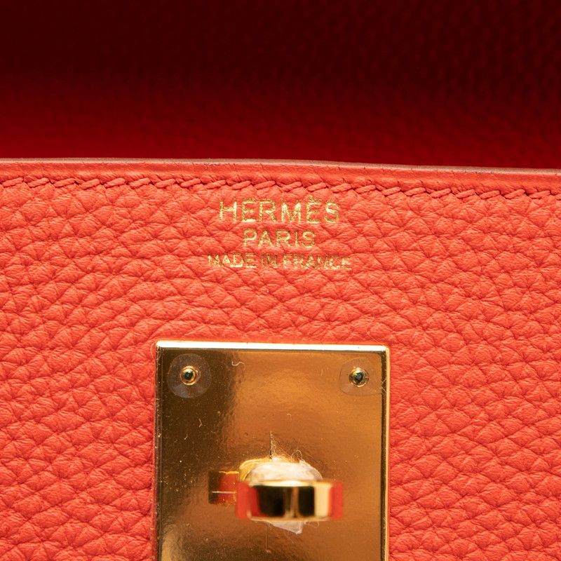 Hermes Kelly 32 Handbag Shoulder Bag 2WAY Tail Batieux Orange Gold Hardware
