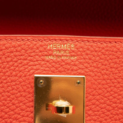 Hermes Kelly 32 Handbag Shoulder Bag 2WAY Tail Batieux Orange Gold Hardware