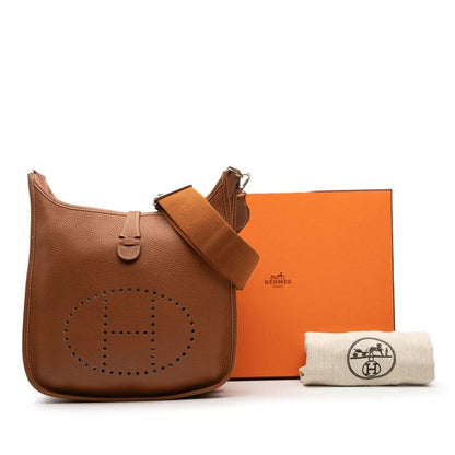Hermes Evelyn 3 PM Crossbody Shoulder Bag Brown Taurillon Clemence Women's