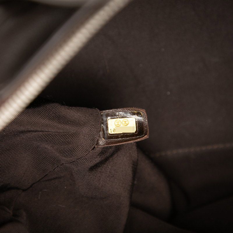 Chanel Coco Mark Matelasse Chevron Handbag Mini Boston Bag Brown Leather