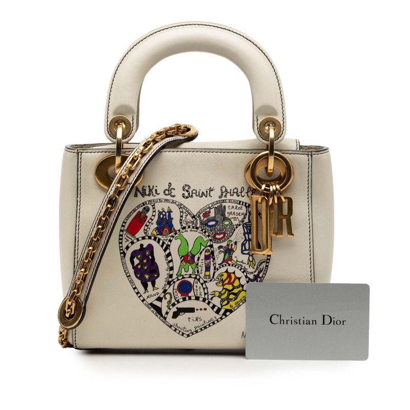Dior Lady Dior Mini Niki De Saint Phalle Handbag Shoulder Bag 2WAY Off White