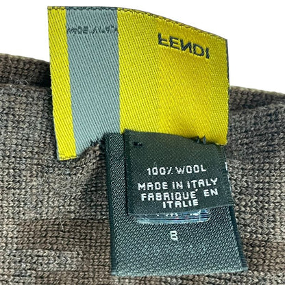 Fendi Muffler FF Logo Wool Shawl Brown