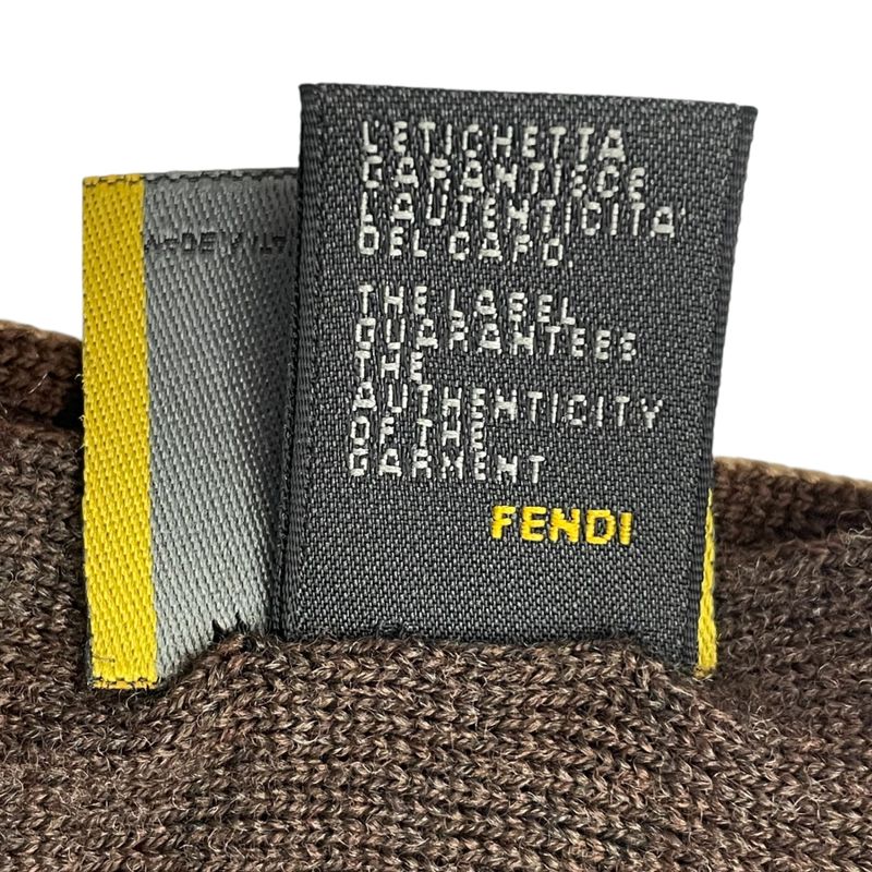 Fendi Muffler FF Logo Wool Shawl Brown