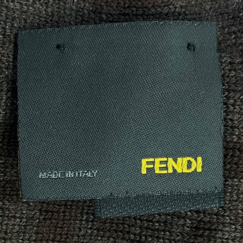 Fendi Muffler FF Logo Wool Shawl Brown