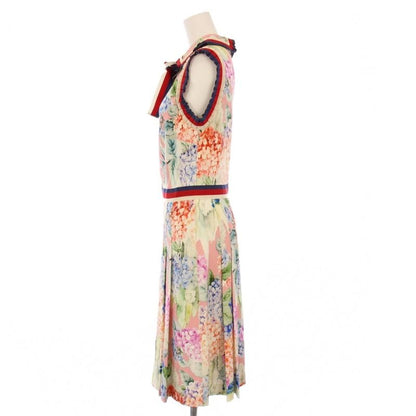 Gucci Sherry Line Ribbon Dress Sleeveless Knee Length Floral Pattern S Multicolo