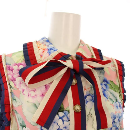 Gucci Sherry Line Ribbon Dress Sleeveless Knee Length Floral Pattern S Multicolo