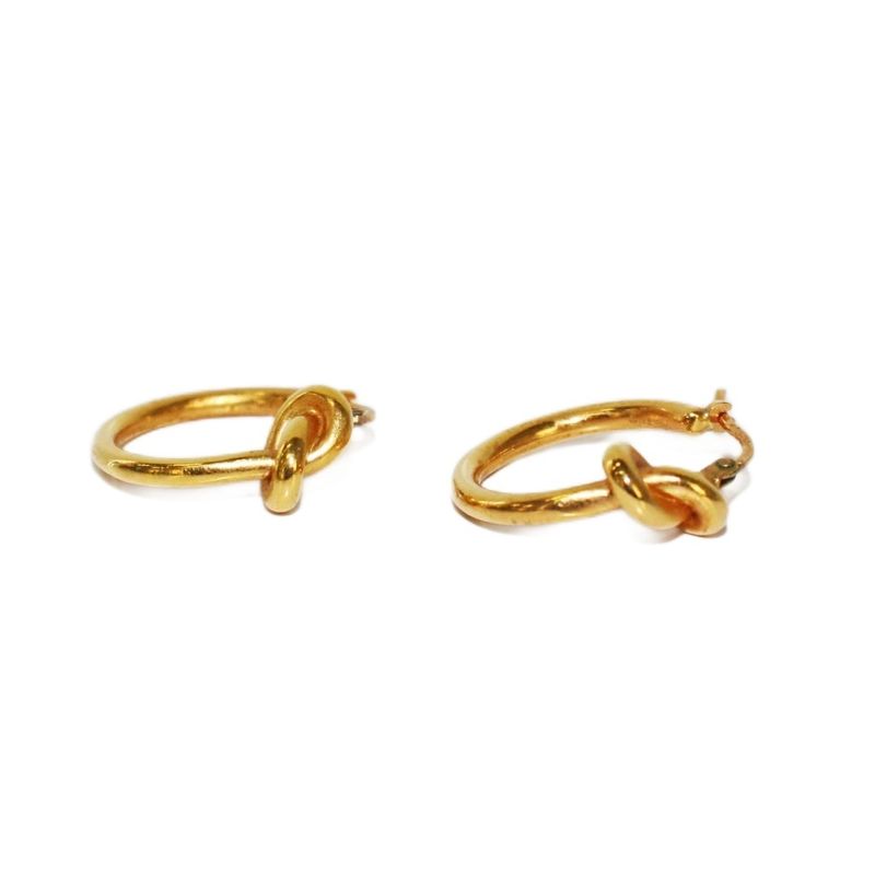 Celine Knot Small Hoop Earrings Gold Color KH