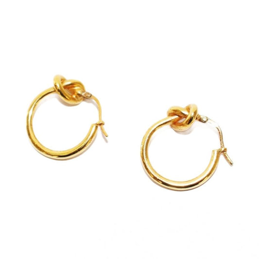 Celine Knot Small Hoop Earrings Gold Color KH