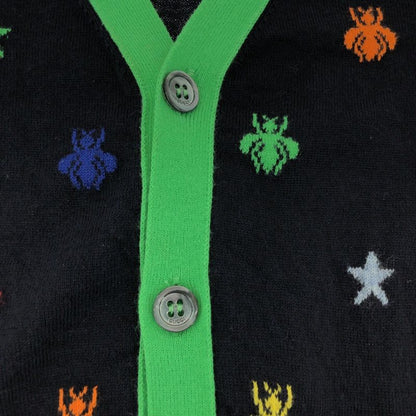Gucci Bee Embroidery Size 5 Navy Multicolor Cotton Cardigan Kids 503969