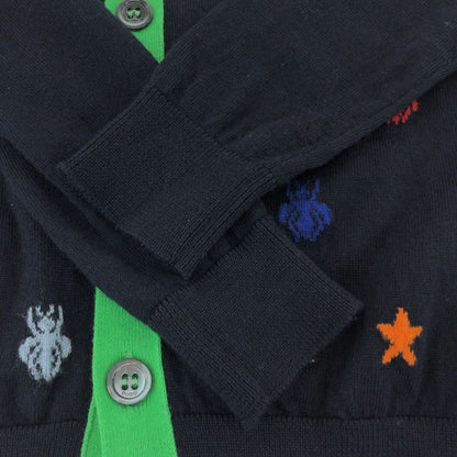 Gucci Bee Embroidery Size 5 Navy Multicolor Cotton Cardigan Kids 503969