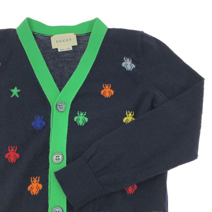 Gucci Bee Embroidery Size 5 Navy Multicolor Cotton Cardigan Kids 503969