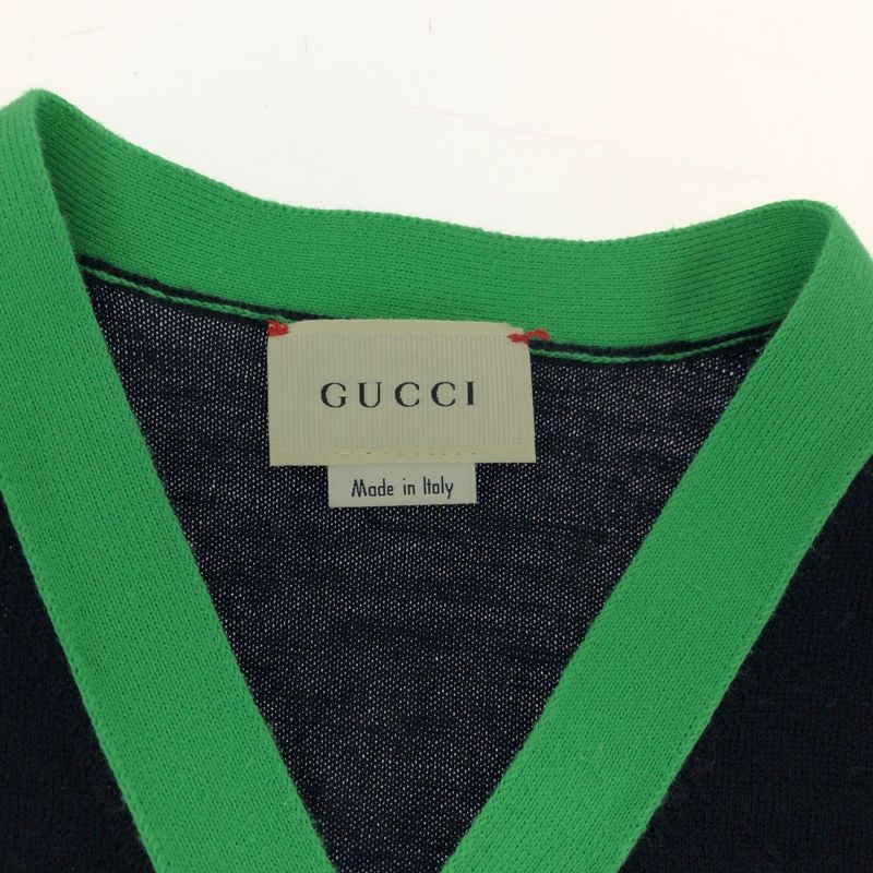 Gucci Bee Embroidery Size 5 Navy Multicolor Cotton Cardigan Kids 503969