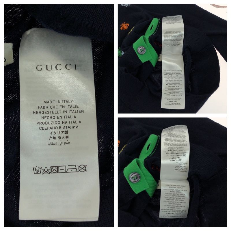 Gucci Bee Embroidery Size 5 Navy Multicolor Cotton Cardigan Kids 503969