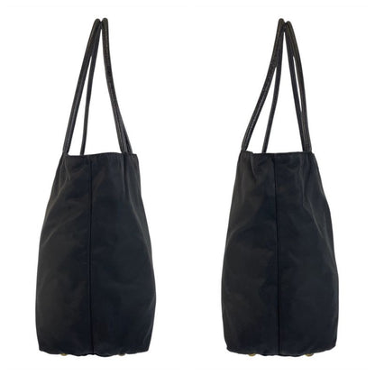 Prada Tessuto Triangle Logo Plate Black Gold Hardware Nylon Tote Bag Shoulder