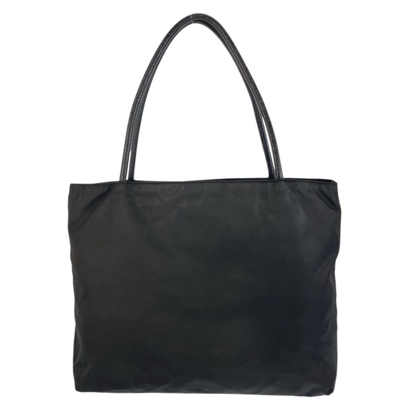 Prada Tessuto Triangle Logo Plate Black Gold Hardware Nylon Tote Bag Shoulder