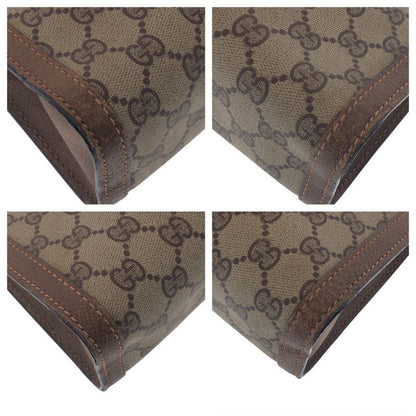 Gucci Vintage Sherry Line Brown Beige GG Supreme Canvas Clutch Bag Second Bag