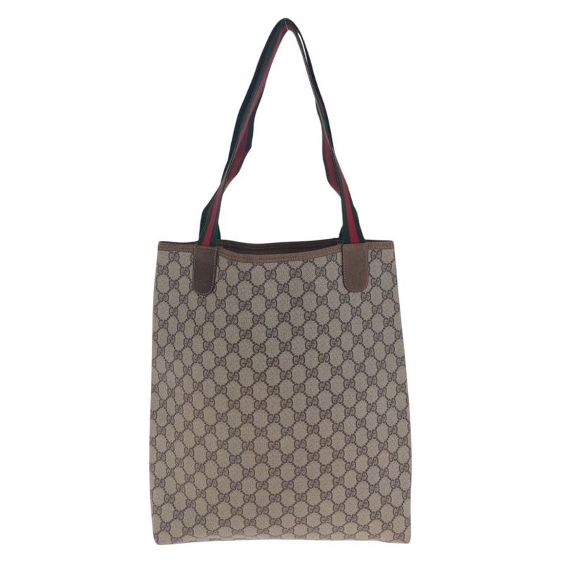 Gucci Vintage Sherry Line Beige Brown Gold Hardware Tote Bag Shoulder Bag
